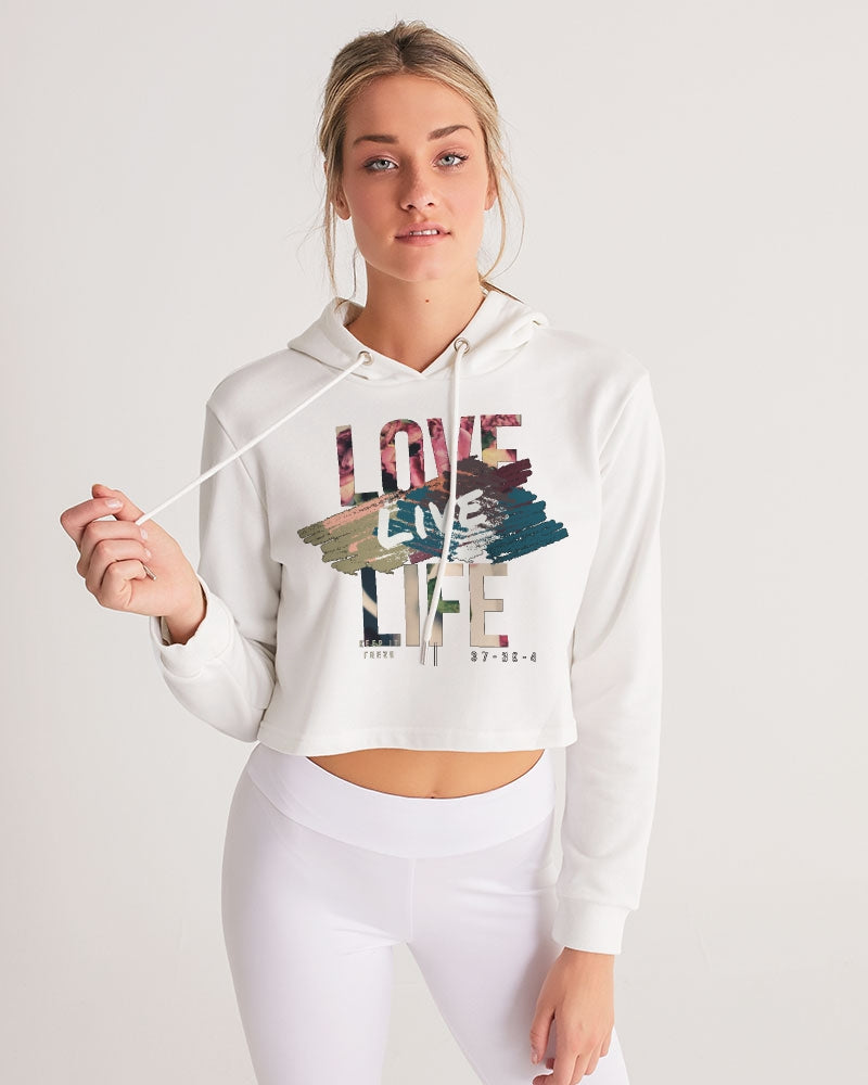 frezh-clothin.myshopify.com Love, Live. Life Women's Cropped Hoodie cloth Frezh-Clothin frezh-clothin.myshopify.com [variant_title]