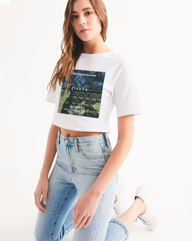 frezh-clothin.myshopify.com Dont judge by its cover Women's Cropped Tee cloth Frezh-Clothin frezh-clothin.myshopify.com [variant_title]