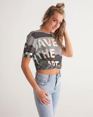 frezh-clothin.myshopify.com Save The World Women's Twist-Front Cropped Tee cloth Frezh-Clothin frezh-clothin.myshopify.com [variant_title]
