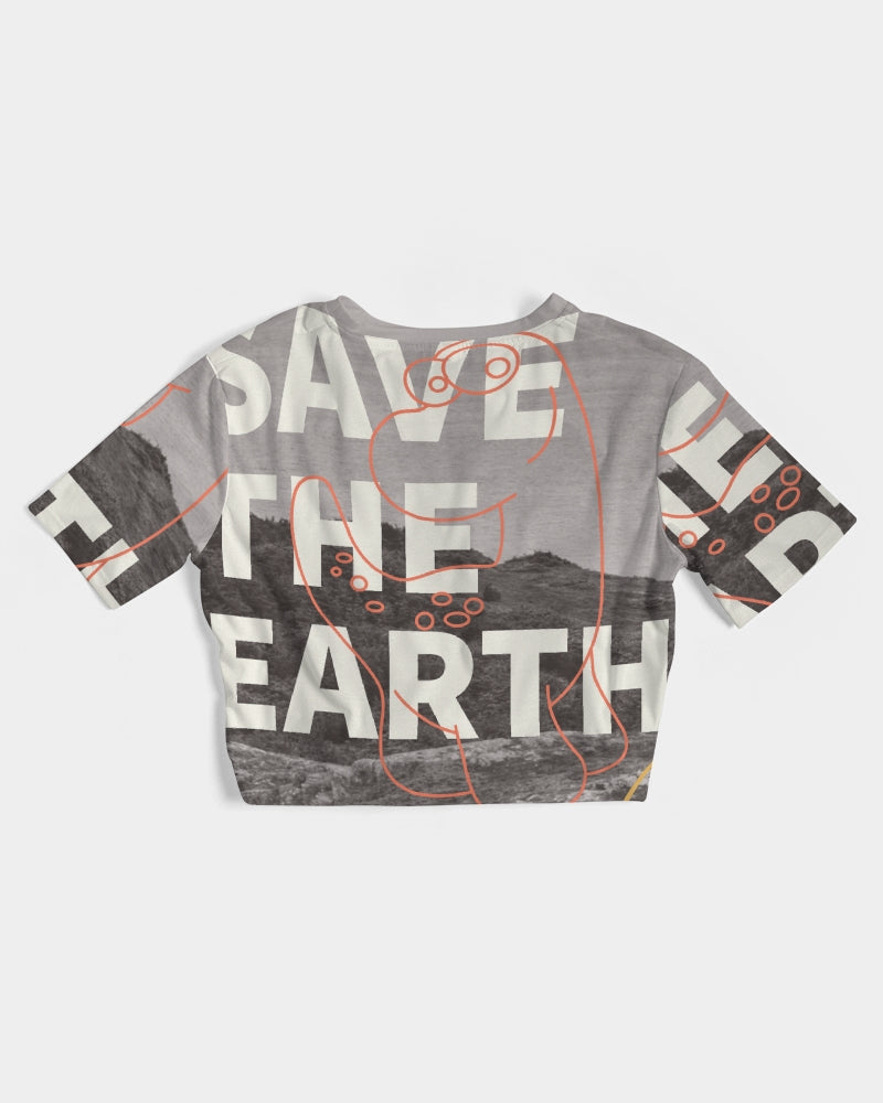 frezh-clothin.myshopify.com Save The World Women's Twist-Front Cropped Tee cloth Frezh-Clothin frezh-clothin.myshopify.com [variant_title]