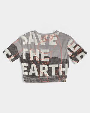 frezh-clothin.myshopify.com Save The World Women's Twist-Front Cropped Tee cloth Frezh-Clothin frezh-clothin.myshopify.com [variant_title]