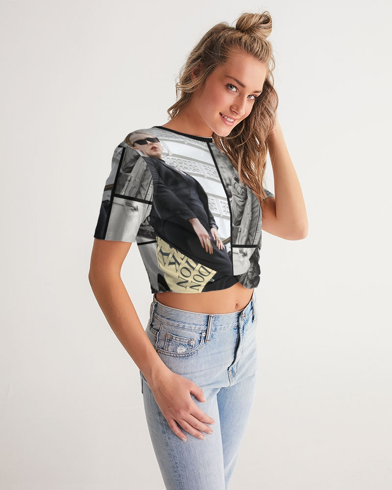 frezh-clothin.myshopify.com L.D.F.W Women's Twist-Front Cropped Tee cloth Frezh-Clothin frezh-clothin.myshopify.com [variant_title]