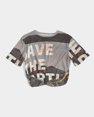 frezh-clothin.myshopify.com Save The World Women's Twist-Front Cropped Tee cloth Frezh-Clothin frezh-clothin.myshopify.com [variant_title]