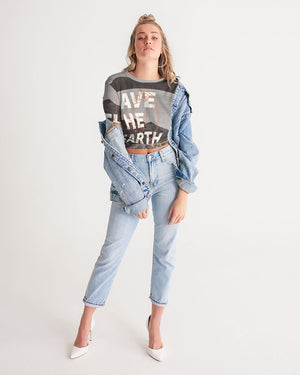 frezh-clothin.myshopify.com Save The World Women's Twist-Front Cropped Tee cloth Frezh-Clothin frezh-clothin.myshopify.com [variant_title]