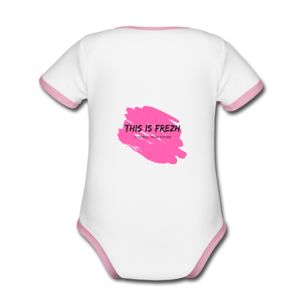 Organic Baby Contrasting Bodysuit - white/rose