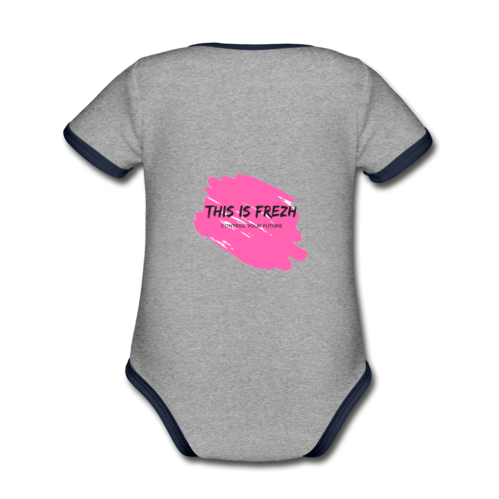 Organic Baby Contrasting Bodysuit - heather grey/navy