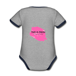 Organic Baby Contrasting Bodysuit - heather grey/navy